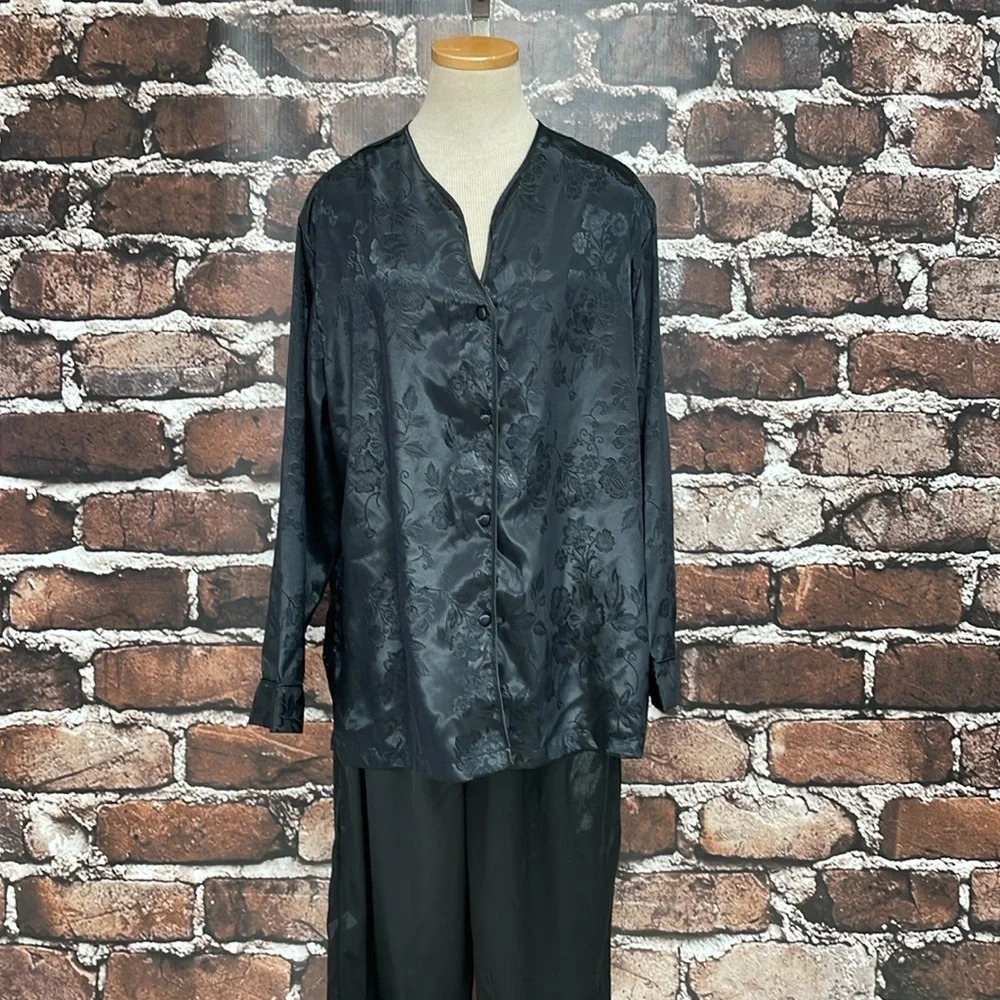 Inner Most PJ Set Women's L Large Black Floral Pajama Top & Bottom Long Sleeve - Picture 7 of 17